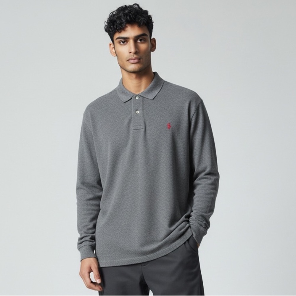 Men’s Polo Ralph Lauren long sleeve 100% cotton shirt L very good condition gray - Picture 1 of 11
